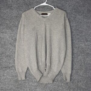 Vintage Racquet Club Sweater Mens M Gray V-Neck Cashmere Made in‎ Scotland